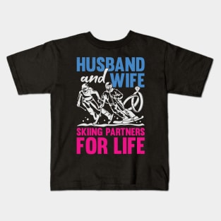 Husband And Wife Skiing Partners For Life Kids T-Shirt